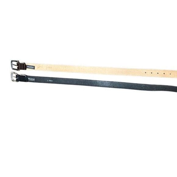 Brighton Leather Belt Set of 2 Brown and Black with Silver Hardware Size Small - Picture 4 of 4